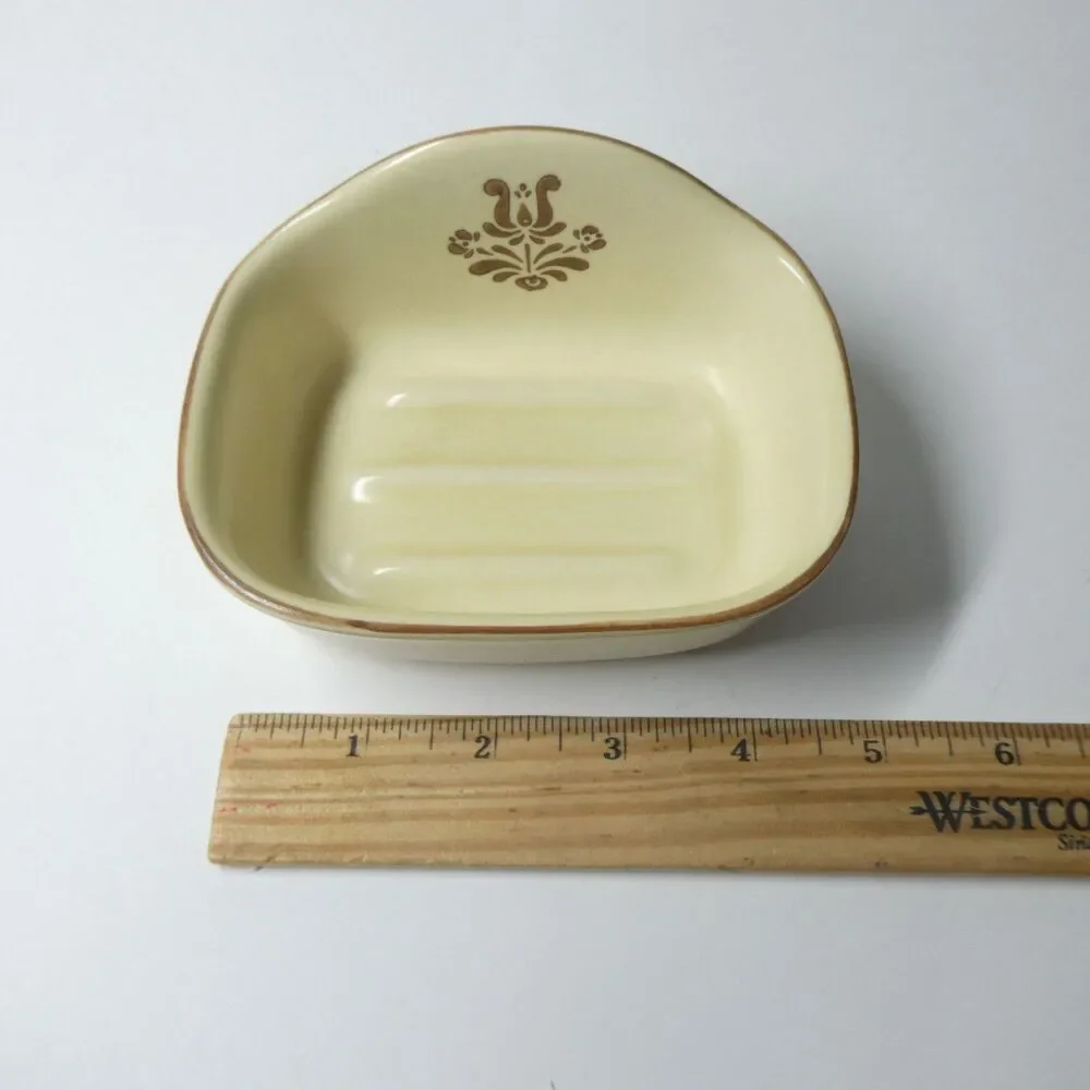 Pfaltzgraff Village Soap Dish Vintage Brown Floral Bathroom Bar Soap Holder